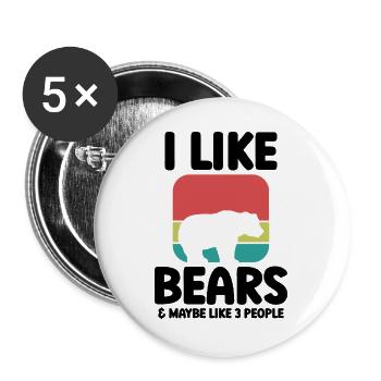 Bär Humor Retro Style - Buttons groß 56 mm (5er Pack) - Weiß - Vorne