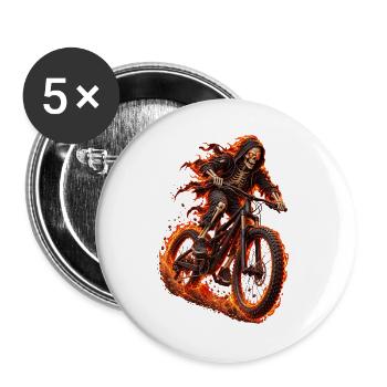 BMX Bone Rider - Buttons groß 56 mm (5er Pack) - Weiß - Vorne