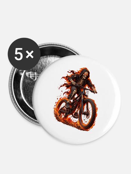 BMX Bone Rider - Buttons groß 56 mm (5er Pack) - Weiß