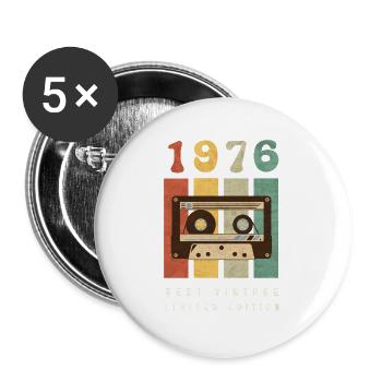 1976 Best Vintage Kassette – 70er Retro Kult Motiv - Buttons groß 56 mm (5er Pack) - Weiß - Vorne