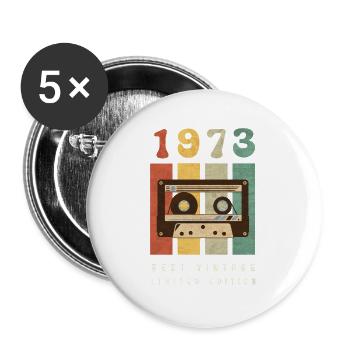 1973 Best Vintage Kassette – 70er Retro Kult Motiv - Buttons groß 56 mm (5er Pack) - Weiß - Vorne