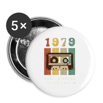 1979 Best Vintage Kassette – 70er Retro Kult Motiv - Buttons groß 56 mm (5er Pack) - Weiß - Vorne