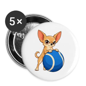 Chihuahua-Riesen-Tennisball - Buttons groß 56 mm (5er Pack) - Weiß - Vorne