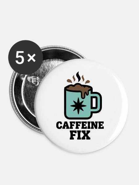 Caffeine Fix Tasse Logo - Buttons groß 56 mm (5er Pack) - Weiß