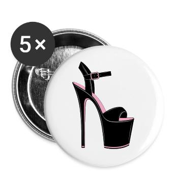 Pole Dance Heels Schwarz-Pink Plateau Schuh - Buttons groß 56 mm (5er Pack) - Weiß - Vorne