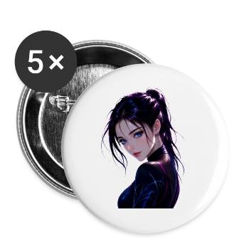 Anime Cyberpunk Gym Girl - Buttons groß 56 mm (5er Pack) - Weiß - Vorne