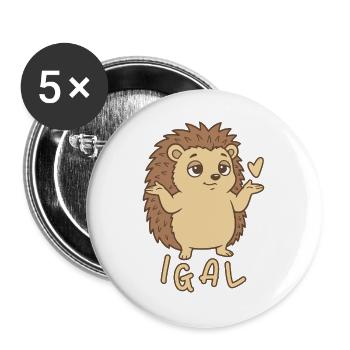 Igel egal igal - Buttons groß 56 mm (5er Pack) - Weiß - Vorne