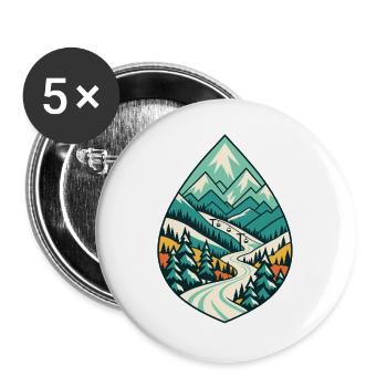 Teardrop Berglandschaft - Buttons groß 56 mm (5er Pack) - Weiß - Vorne