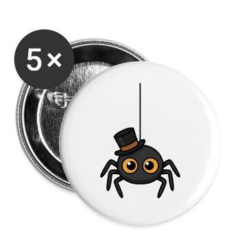 Spinnenzauber mit Zylinder - Buttons groß 56 mm (5er Pack) - Weiß - Vorne