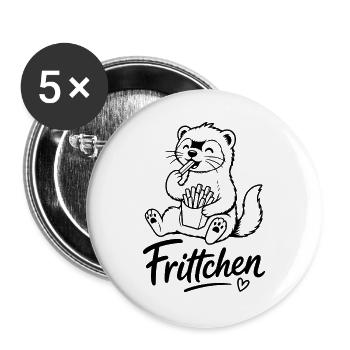 Frittchen Frettchen Fritten - Buttons groß 56 mm (5er Pack) - Weiß - Vorne