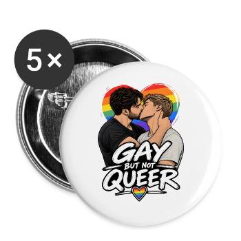Schwul, aber nicht queer - Buttons groß 56 mm (5er Pack) - Weiß - Vorne