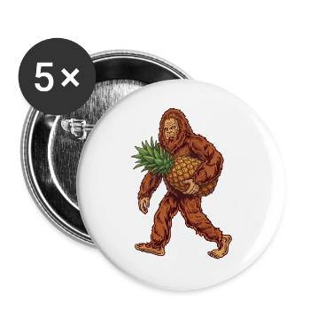 Bigfoot trägt Ananas - Buttons groß 56 mm (5er Pack) - Weiß - Vorne