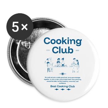 Kochclub-Emblem mit Retro-Silhouetten - Buttons groß 56 mm (5er Pack) - Weiß - Vorne