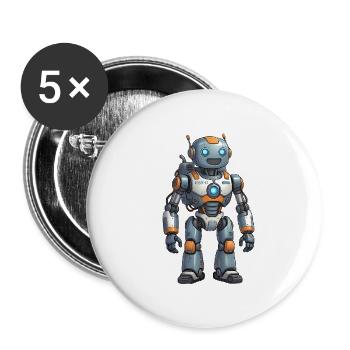 Roboter, humanoid - Buttons groß 56 mm (5er Pack) - Weiß - Vorne
