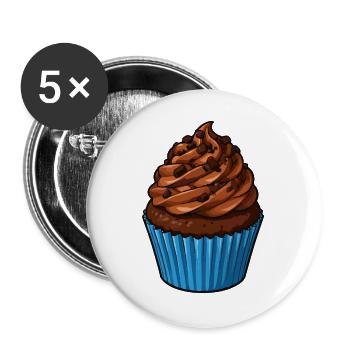Kakao Cupcake mit Schoko Topping - Buttons groß 56 mm (5er Pack) - Weiß - Vorne