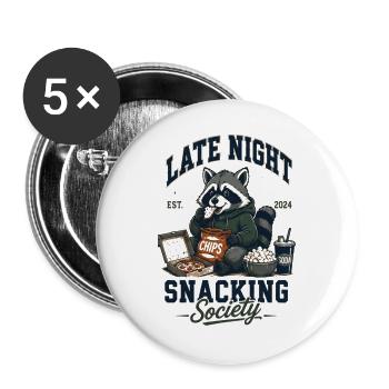 Late Night Snacking Society Waschbär - Buttons groß 56 mm (5er Pack) - Weiß - Vorne