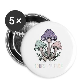 Waldfreund Pilztraum Pastell - Buttons groß 56 mm (5er Pack) - Weiß - Vorne