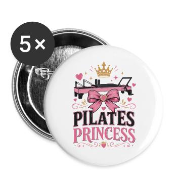  Meditation Pilates REFORMER-PRINCESS-PILATES Yoga - Buttons groß 56 mm (5er Pack) - Weiß - Vorne