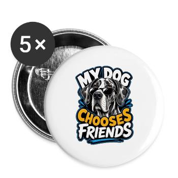 Dogge - Buttons groß 56 mm (5er Pack) - Weiß - Vorne