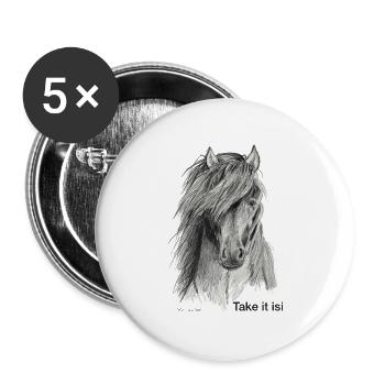 Islandpferd  - Buttons groß 56 mm (5er Pack) - Weiß - Vorne