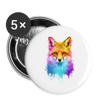 Fuchs Aquarell Illustration - Buttons groß 56 mm (5er Pack) - Weiß - Vorne