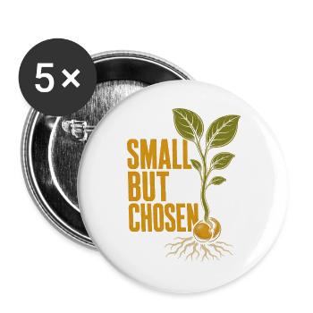 Klein aber auserwählt Senfkorn Christlich Kinder - Buttons groß 56 mm (5er Pack) - Weiß - Vorne