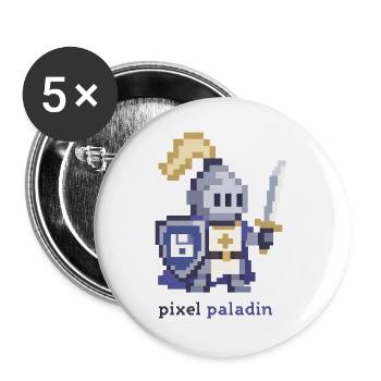 Pixel Paladin Pixelheld - Buttons groß 56 mm (5er Pack) - Weiß - Vorne