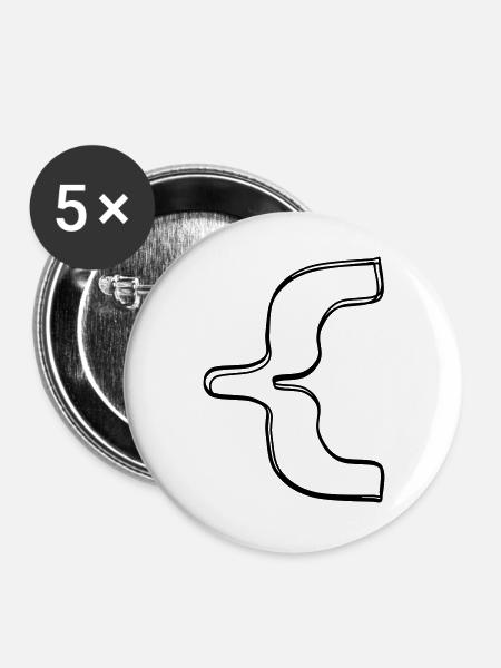 Geschweifte Klammer handgezeichnet - Buttons groß 56 mm (5er Pack) - Weiß