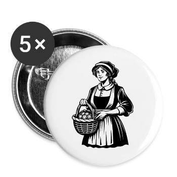 Bauernmädchen - Buttons groß 56 mm (5er Pack) - Weiß - Vorne