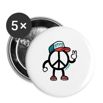 Ambivalente Peace-Zeichen-Zeichenfigur - Buttons groß 56 mm (5er Pack) - Weiß - Vorne