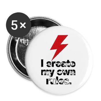 Eigene Regeln Blitzgrafik - Buttons groß 56 mm (5er Pack) - Weiß - Vorne