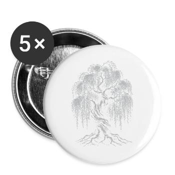 Silhouette des Weinweidenbaums - Buttons groß 56 mm (5er Pack) - Weiß - Vorne