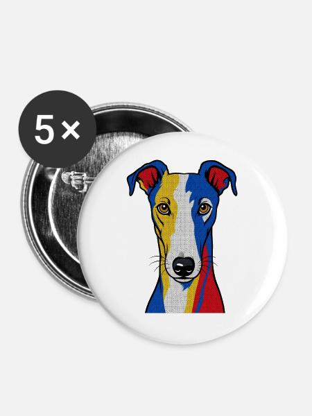 Greyhound - Buttons groß 56 mm (5er Pack) - Weiß