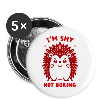 Schüchterner Roter Igel - Buttons groß 56 mm (5er Pack) - Weiß - Vorne