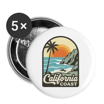 Vintage kalifornische Küste - Buttons groß 56 mm (5er Pack) - Weiß - Vorne