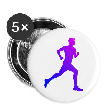 Geschenkidee für einen Running mit Running - Buttons groß 56 mm (5er Pack) - Weiß - Vorne