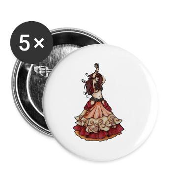 Boho-Tänzer in Sunset Ruffles - Buttons groß 56 mm (5er Pack) - Weiß - Vorne