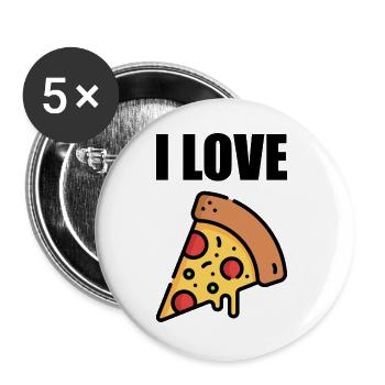 Pizza in Neonfarben - Buttons groß 56 mm (5er Pack) - Weiß - Vorne