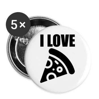 Ich liebe Pizza - Buttons groß 56 mm (5er Pack) - Weiß - Vorne