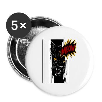 Katzen-Pop-Kunst Miau-Explosion - Buttons groß 56 mm (5er Pack) - Weiß - Vorne