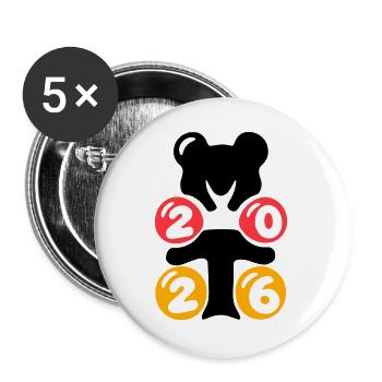 Logo_2026_final_layers - Buttons groß 56 mm (5er Pack) - Weiß - Vorne