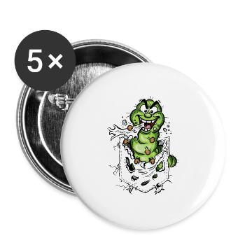 Mad_Caterpillar - Buttons groß 56 mm (5er Pack) - Weiß - Vorne