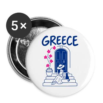 Griechischer Sommer - Buttons groß 56 mm (5er Pack) - Weiß - Vorne