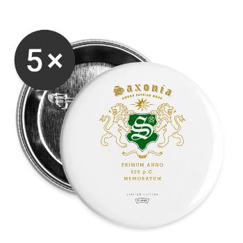 Saxonia Wappen Löwen-Emblem - Buttons groß 56 mm (5er Pack) - Weiß - Vorne