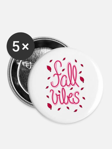 Fall Vibes - Kreatives, selfmade Herbstdesign - Buttons groß 56 mm (5er Pack) - Weiß