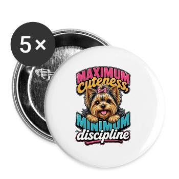 Yorkshire Terrier - Buttons groß 56 mm (5er Pack) - Weiß - Vorne