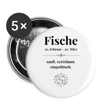 Fische Sternzeichen Eigenschaften - Buttons groß 56 mm (5er Pack) - Weiß - Vorne