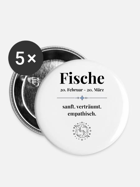Fische Sternzeichen Eigenschaften - Buttons groß 56 mm (5er Pack) - Weiß
