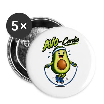 Avocado Cardio Jumping - Buttons groß 56 mm (5er Pack) - Weiß - Vorne