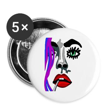 Surreales Farbgesicht Portrait - Buttons groß 56 mm (5er Pack) - Weiß - Vorne